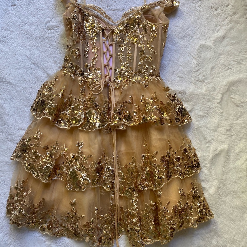 KissProm hoco dress, Size 2, Gold - Picture 3 of 5